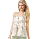 Paris Hilton Metallic-Print Babydoll Halter Top