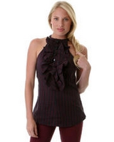 Ruffle Placket Cut-Away Top