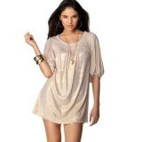 Paris Hilton Metallic Balloon-Sleeve Tunic/Dress