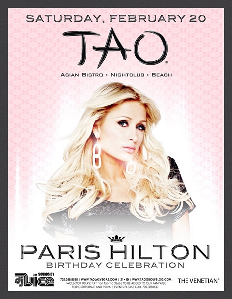 Tomorrow night, Paris Hilton will celebrate her 29th birthday at Tao 