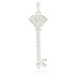 Sterling Silver Key Pendant With Cubic Zirconia, 16
