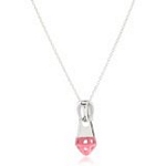 Sterling Silver Zipper Pendant with Pink Enamel, 16