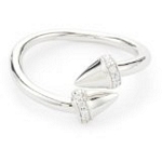 Sterling Silver Bypass Spike Ring with CZ