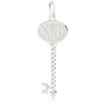 Sterling Silver Monogram Key Pendant with CZ, 16
