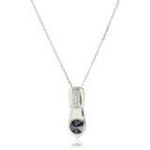 Sterling Silver Zipper Pendant With Cubic Zirconia, 16