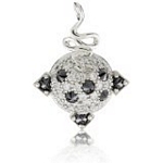 Sterling Silver Spiked Dome Snake Pendant with CZ, 16