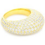 Silver Pave Dome Ring with 18kt Gold Wash and CZ, 7