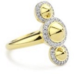 Sterling Silver Spike Ring with 18kt Gold Wash and CZ, 7