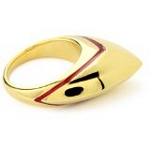 Silver Spiked Ring with 18kt Gold Wash with Enamel, 7