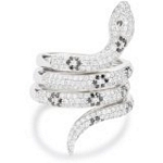 Sterling Silver Triple Row Snake Ring with CZ, Size 7