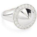 Sterling Silver Domed Spike Ring with CZ, Size 7