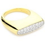 Sterling Silver Pave Ring with 18kt Gold Wash and CZ, 7