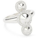 Sterling Silver Triple Spike Ring with CZ, Size 7
