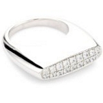 Sterling Silver Flat Top Pave Ring with CZ, Size 7