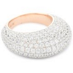 Silver Pave Dome Ring with 18kt Gold Wash and CZ, 7