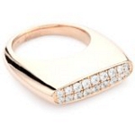Sterling Silver Pave Ring with 18kt Gold Wash and CZ, 7