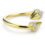 Sterling Silver with 18kt Gold Wash Spike Ring with CZ, 7