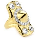 Sterling Silver with 18kt Gold Wash Spike Ring and CZ, 7