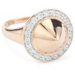 Silver with 18kt Gold Wash Domed Spike Ring with CZ, 7